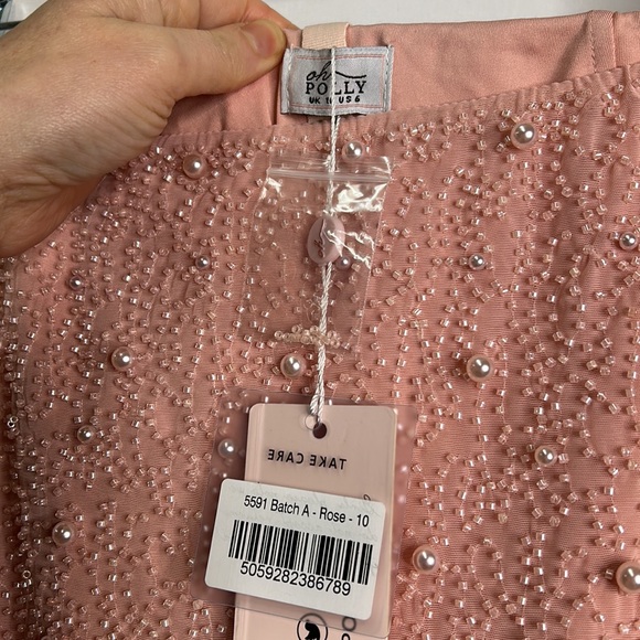 Oh Polly Belle Ile rose beaded pearl slit mini skirt NWT - Picture 6 of 11